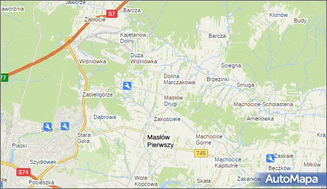 mapa Masłów Drugi, Masłów Drugi na mapie Targeo