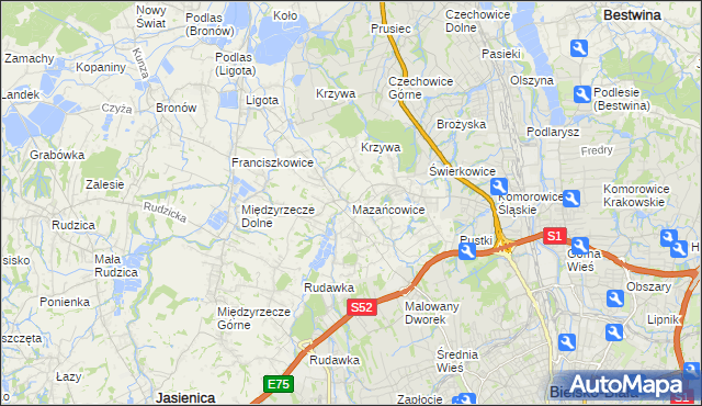 mapa Mazańcowice, Mazańcowice na mapie Targeo