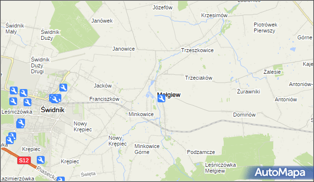 mapa Mełgiew, Mełgiew na mapie Targeo