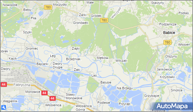 mapa Mętków, Mętków na mapie Targeo