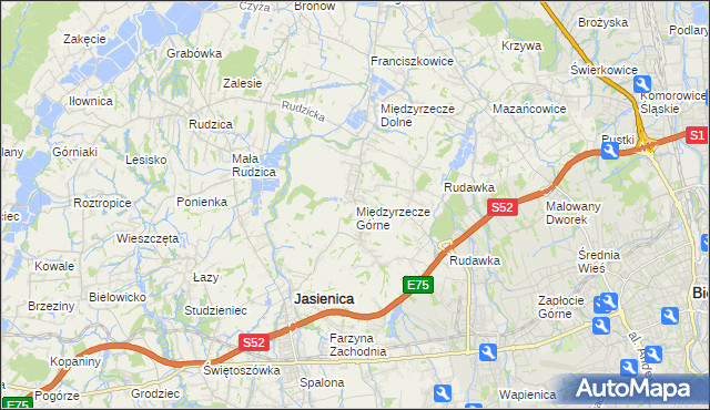 mapa Międzyrzecze Górne, Międzyrzecze Górne na mapie Targeo