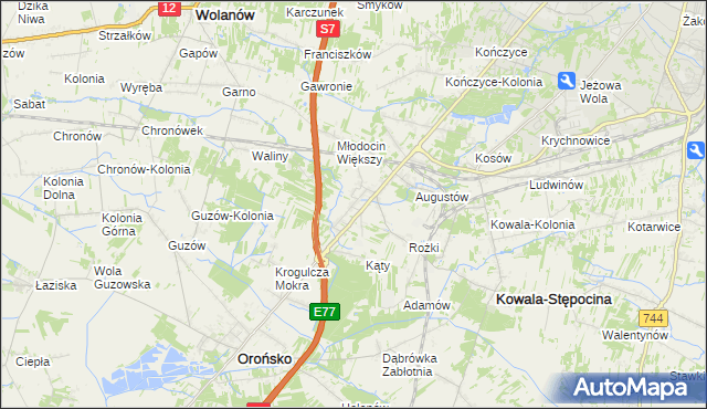 mapa Młodocin Mniejszy, Młodocin Mniejszy na mapie Targeo