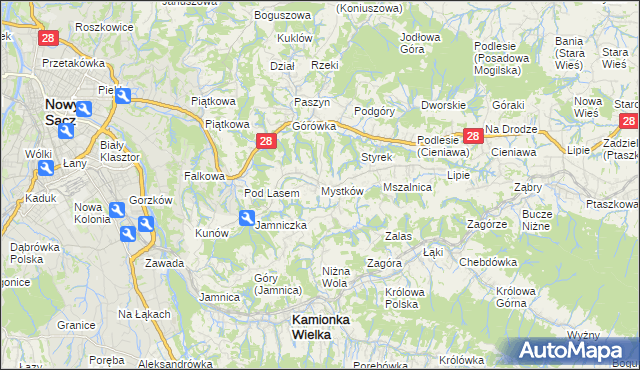 mapa Mystków, Mystków na mapie Targeo