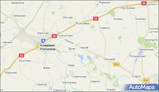 mapa Napole gmina Kowalewo Pomorskie, Napole gmina Kowalewo Pomorskie na mapie Targeo
