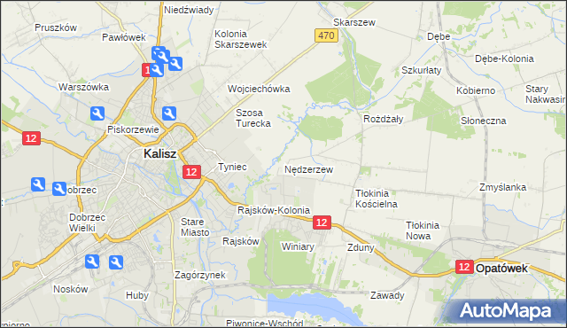 mapa Nędzerzew gmina Opatówek, Nędzerzew gmina Opatówek na mapie Targeo