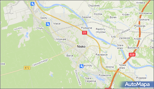 mapa Nisko, Nisko na mapie Targeo