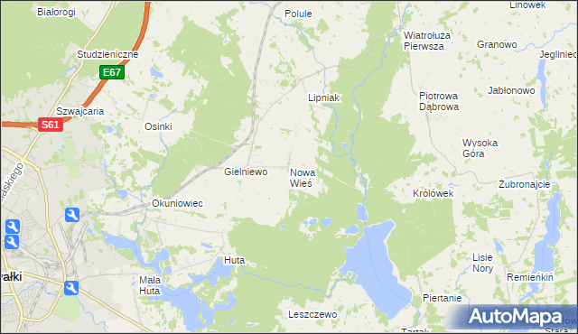 mapa Nowa Wieś gmina Suwałki, Nowa Wieś gmina Suwałki na mapie Targeo