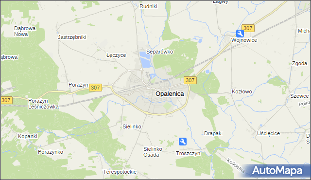 mapa Opalenica powiat nowotomyski, Opalenica powiat nowotomyski na mapie Targeo