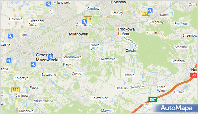 mapa Owczarnia gmina Brwinów, Owczarnia gmina Brwinów na mapie Targeo