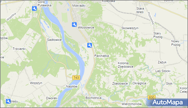 mapa Parchatka, Parchatka na mapie Targeo