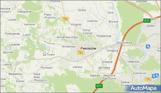 mapa Piekoszów, Piekoszów na mapie Targeo