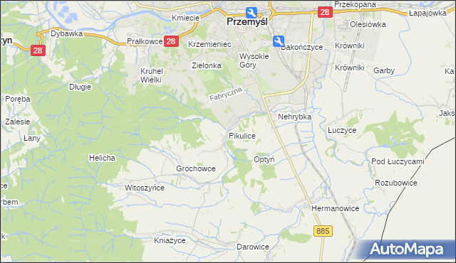 mapa Pikulice, Pikulice na mapie Targeo
