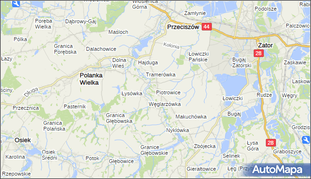 mapa Piotrowice gmina Przeciszów, Piotrowice gmina Przeciszów na mapie Targeo
