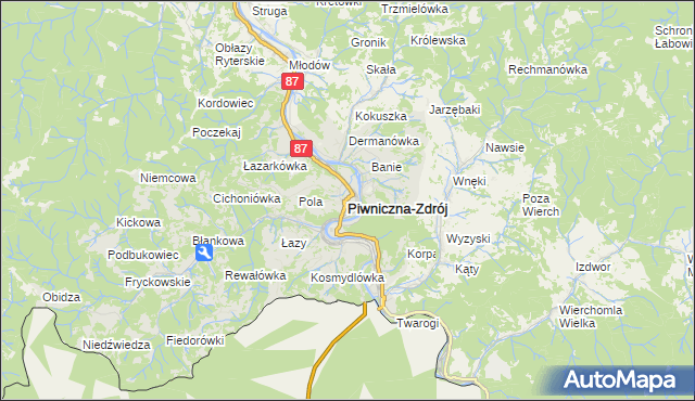 mapa Piwniczna-Zdrój, Piwniczna-Zdrój na mapie Targeo
