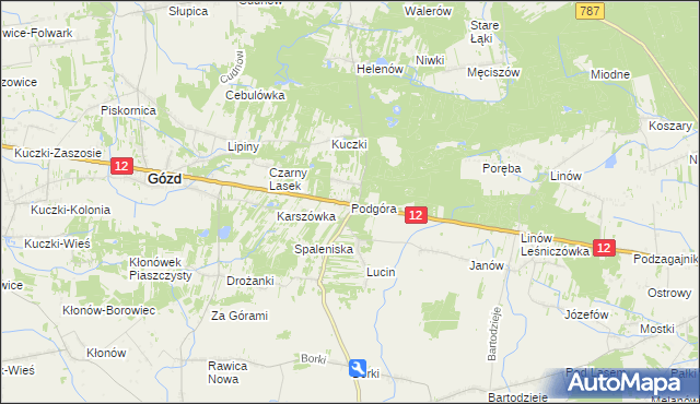 mapa Podgóra gmina Gózd, Podgóra gmina Gózd na mapie Targeo