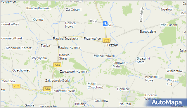 mapa Podzakrzówek, Podzakrzówek na mapie Targeo