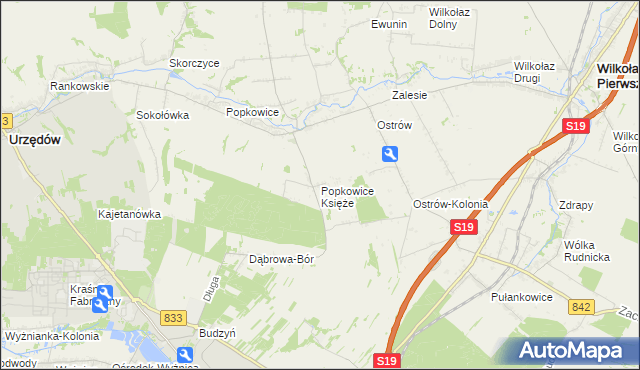 mapa Popkowice Księże, Popkowice Księże na mapie Targeo