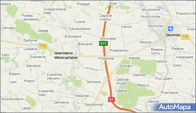 mapa Poskwitów, Poskwitów na mapie Targeo