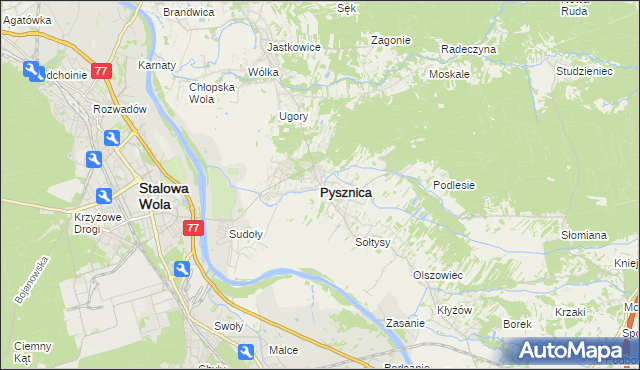 mapa Pysznica, Pysznica na mapie Targeo