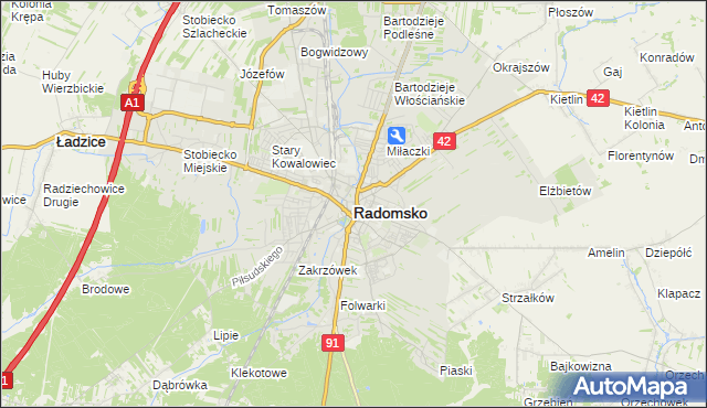 mapa Radomsko, Radomsko na mapie Targeo