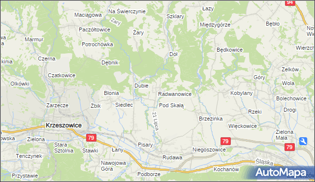mapa Radwanowice, Radwanowice na mapie Targeo