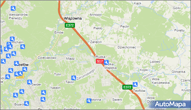 mapa Rudka gmina Wiązowna, Rudka gmina Wiązowna na mapie Targeo