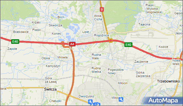 mapa Rudna Mała gmina Głogów Małopolski, Rudna Mała gmina Głogów Małopolski na mapie Targeo