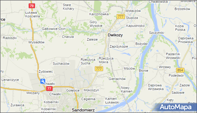 mapa Rzeczyca Mokra, Rzeczyca Mokra na mapie Targeo