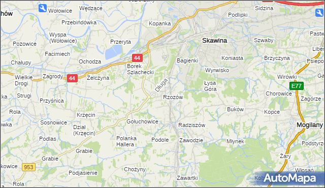 mapa Rzozów, Rzozów na mapie Targeo