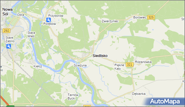 mapa Siedlisko powiat nowosolski, Siedlisko powiat nowosolski na mapie Targeo