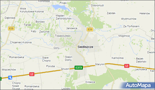 mapa Siedliszcze powiat chełmski, Siedliszcze powiat chełmski na mapie Targeo