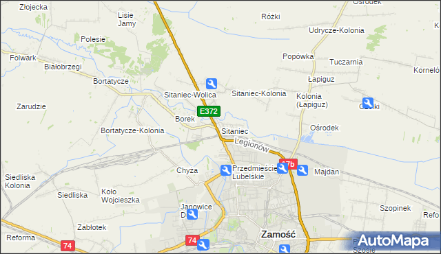 mapa Sitaniec, Sitaniec na mapie Targeo