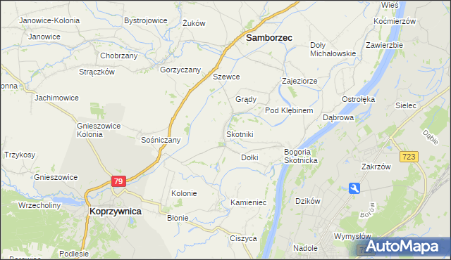 mapa Skotniki gmina Samborzec, Skotniki gmina Samborzec na mapie Targeo