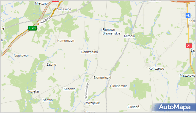 mapa Słonowice gmina Kobylnica, Słonowice gmina Kobylnica na mapie Targeo