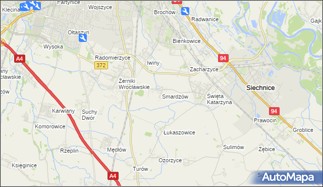 mapa Smardzów gmina Siechnice, Smardzów gmina Siechnice na mapie Targeo