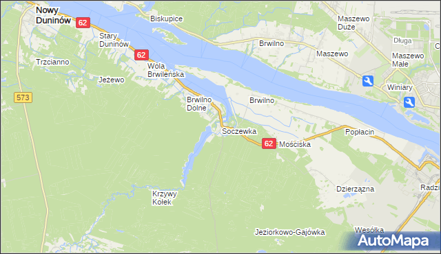 mapa Soczewka gmina Nowy Duninów, Soczewka gmina Nowy Duninów na mapie Targeo