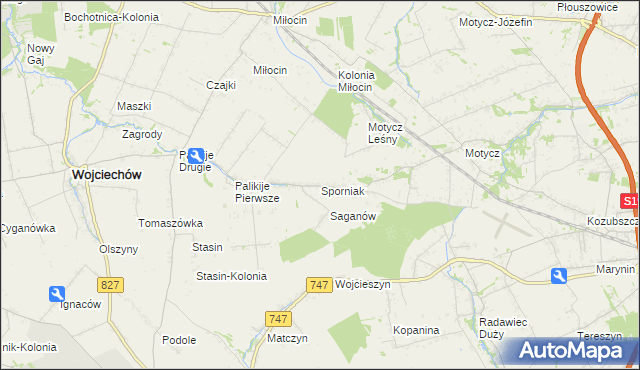 mapa Sporniak gmina Wojciechów, Sporniak gmina Wojciechów na mapie Targeo