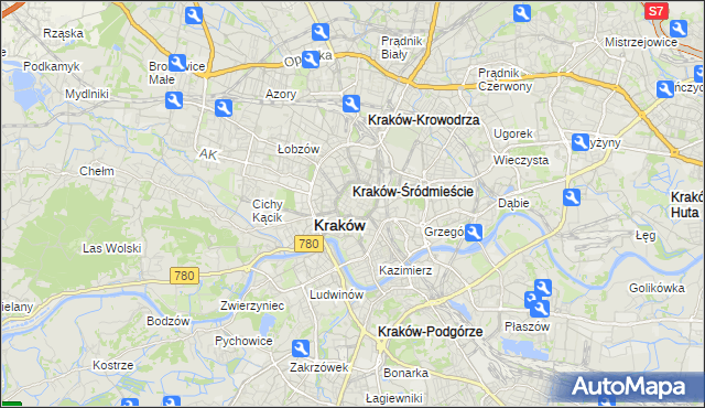 mapa Stare Miasto gmina Kraków, Stare Miasto gmina Kraków na mapie Targeo