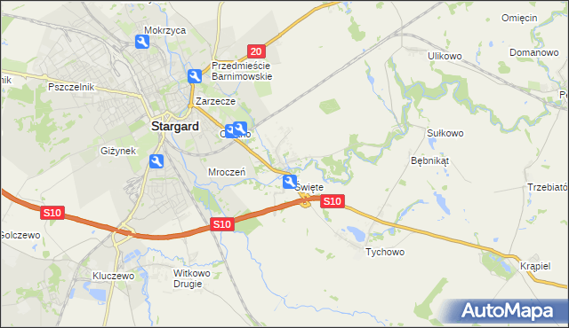 mapa Strachocin gmina Stargard, Strachocin gmina Stargard na mapie Targeo