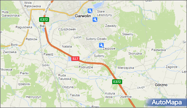 mapa Sulbiny, Sulbiny na mapie Targeo