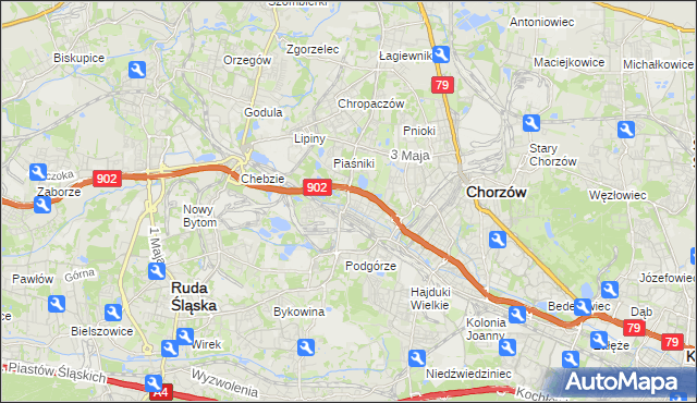mapa Świętochłowice, Świętochłowice na mapie Targeo