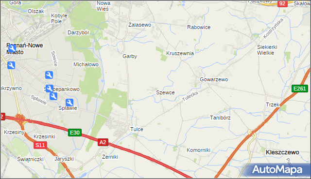 mapa Szewce gmina Kleszczewo, Szewce gmina Kleszczewo na mapie Targeo