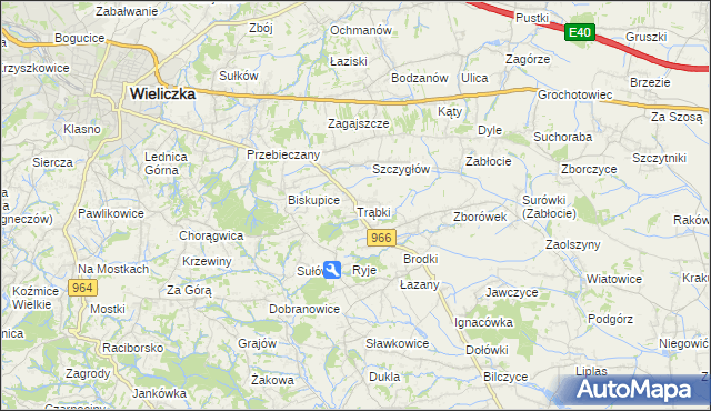 mapa Trąbki gmina Biskupice, Trąbki gmina Biskupice na mapie Targeo