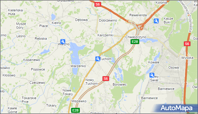 mapa Tuchom, Tuchom na mapie Targeo