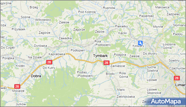 mapa Tymbark, Tymbark na mapie Targeo