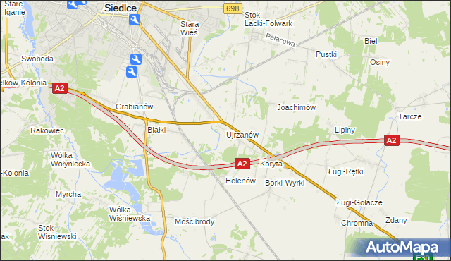 mapa Ujrzanów, Ujrzanów na mapie Targeo