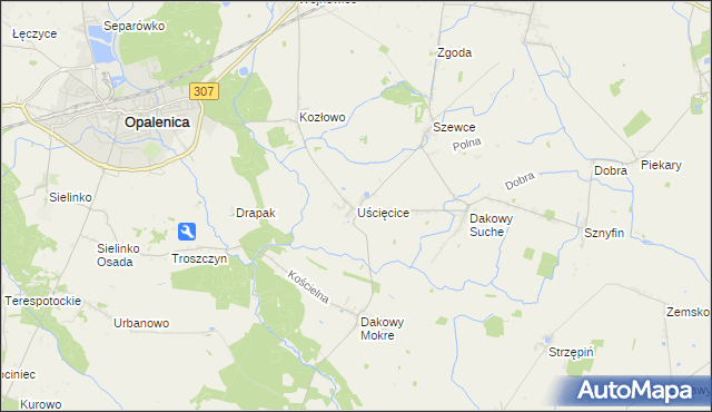 mapa Uścięcice, Uścięcice na mapie Targeo