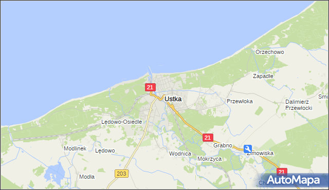 mapa Ustka, Ustka na mapie Targeo