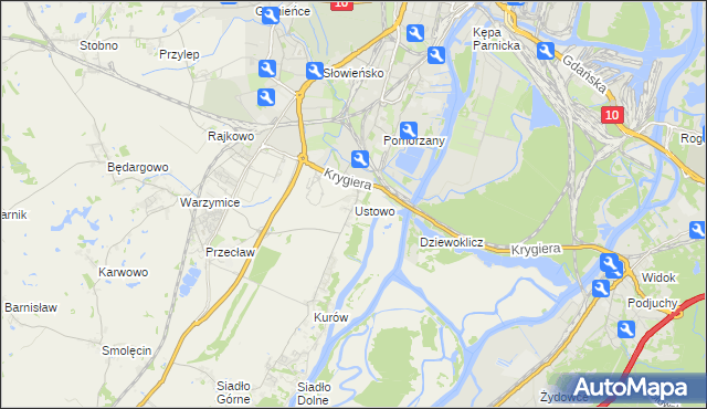 mapa Ustowo, Ustowo na mapie Targeo