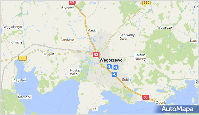 mapa Węgorzewo, Węgorzewo na mapie Targeo